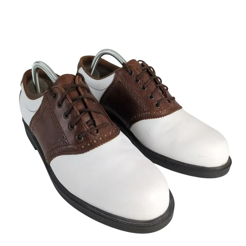 Rockport‎ Men's 9W Brown & White Leather Saddle Oxford Golf Shoes Jack Nicklaus